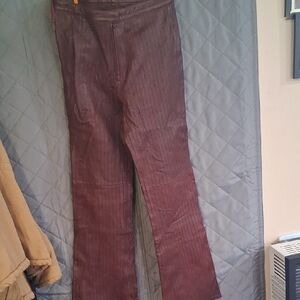 Vakko Men's 100% Leather Pants in Deep Burgundy